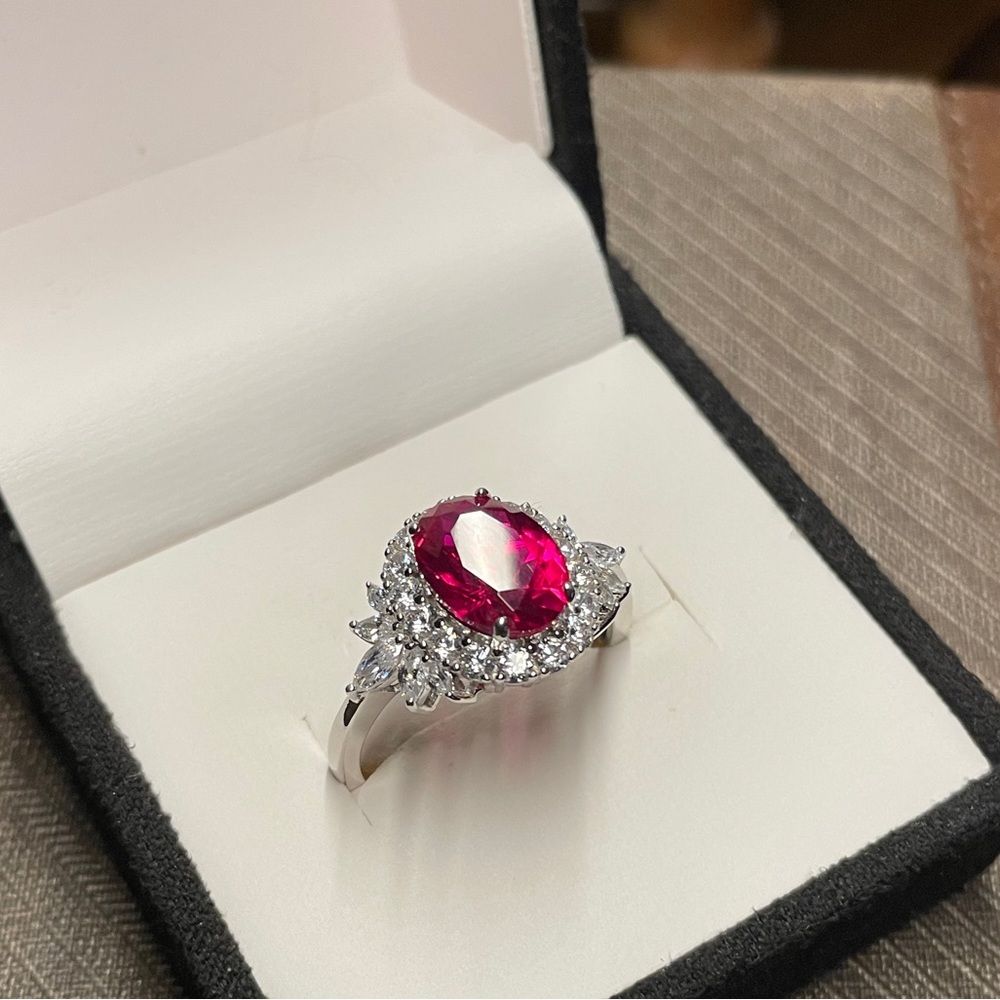 Lab Created Ruby And White Cubic Zirconia Rhodium… - image 7
